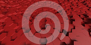 Hexagon Abstract Chaotic Red Bricks Wall Background