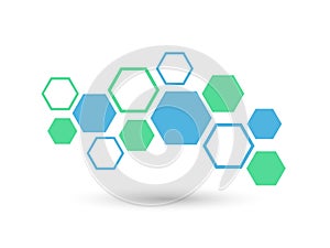 Hexagon abstract. Medicine background with lines, polygons, and integrate flat icons. Infographic concept medical