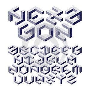 Hexagon alphabet made of impossible shapes