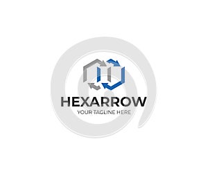 Hexagon and Arrow Logo Template. Infinity Vector Design