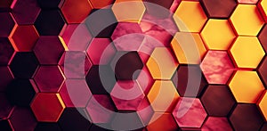 hexagon background with honeycomb texture, hexagonal shape colorful pattern, futuristic structure neon wallpaper
