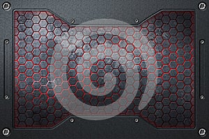 Hexagon background with metal frame