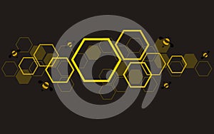 Hexagon bee hive design art and space background vector