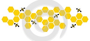 Hexagon bee hive design art and space background vector photo