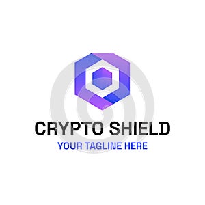 Hexagon Blockchain Crypto Shield Security Logo