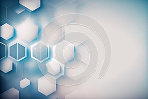 Hexagon blue abstract background with hexagonal geometric elements