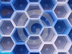 Hexagon blue white abstract background, Graphic abstract pattern texture for design or illustration, Stock photo