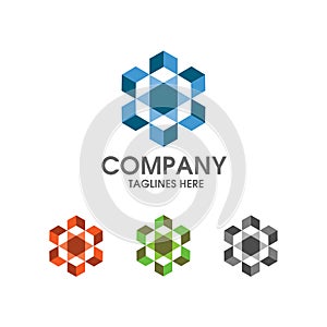 Hexagon box color logo