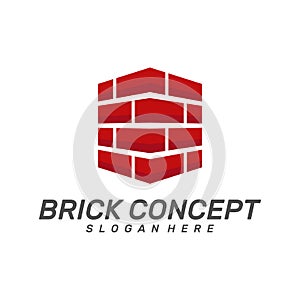 Hexagon Brick Building logo design vector, Brickwork simple modern logo template, Emblem, Design Concept, Creative Symbol, Icon