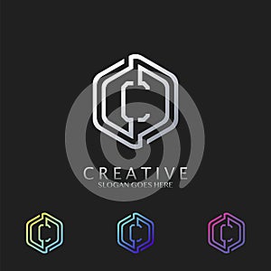 Hexagon C Letter logo vector design for technology business