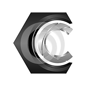 Hexagon C Vector logo concept illustration. Hexagon geometric po