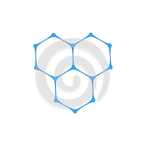 Hexagon Chemical moleculat nano atom structure vector icon. Chemical cells icon. Symbol, logo illustration for mobile concept and