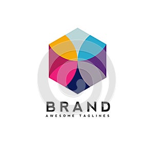 Hexagon color logo concept illustration