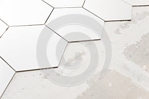 Hexagon floor tile installation