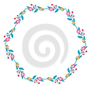 Hexagon Frame flower frame wreath floral leaf borders colorful natural cute blossom