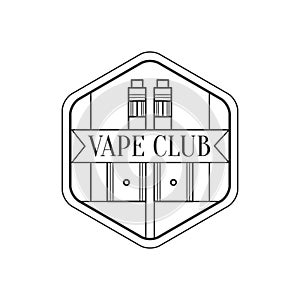 Hexagon Frame Premium Quality Vapers Club Monochrome Stamp For A Place To Smoke Vector Design Template