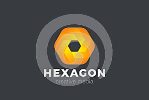 Hexagon geometric abstract Logo infinity design vector template.Media Game Logotype concept icon