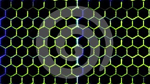 Hexagon and green energy blue laser, wire energy pattern wall protection