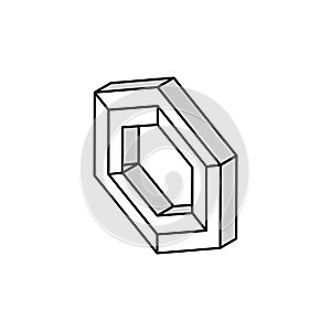 hexagon impossible geometric shape isometric icon vector illustration