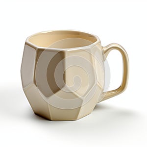 Hexagon Ivory Coffee Mug - Realistic Rendering And Cubist Faceting