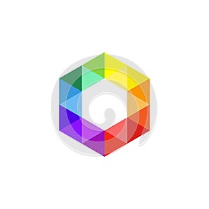 Hexagon logo icon, colorful jewel symbol