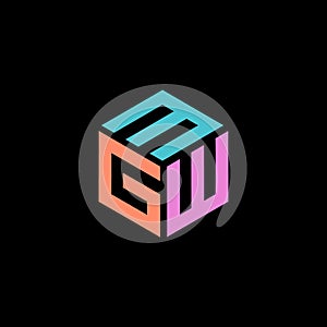 Hexagon logo with the letters MGW design. Initial logo template