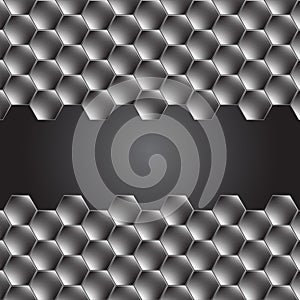 Hexagon metal background with light reflection