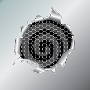 Hexagon metallic background under hole