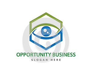 Hexagon optical technology eye future vision vector logo design