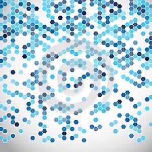 Hexagon pattern background in shades of blue