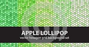 Hexagon pattern set Apple Lollipop. Vector seamless geometric backgrounds