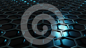 hexagon pattern of solid metal wall background