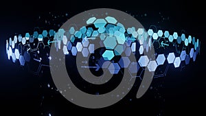 Hexagon planet abstract concept universe scene with planets or element, stars and galaxies or hexagon in outer space showing the