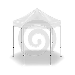 Hexagon pop-up canopy tent  vector mock-up. Exhibition outdoor show pavilion  mockup. White blank event marquee  template
