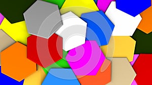 Hexagon random color 3d rendering