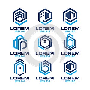 Hexagon Real Estate Logo Set