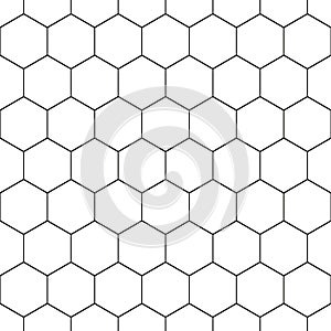 Hexagon seamless pattern. Honeycomb background. Simple monocrome tileable. Hex beehive tiles. Reflected wax pattern. Geometric hiv