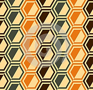 Hexagon seamless pattern - retro colors - vector