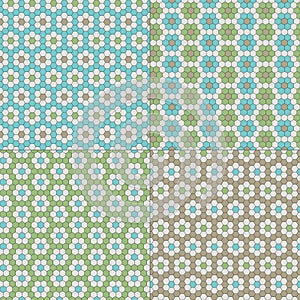 hexagon seamless tile patterns blue tan green