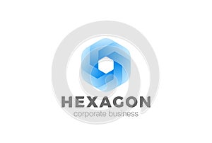 Hexagon shape abstract corporate Logo infinity design vector template.Business Finance Technology universal geometric Logotype c