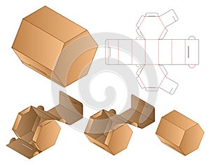 Hexagon shape Paper Bag packaging diecut template