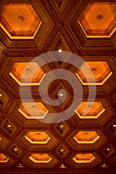Hexagon shaped recessed ceiling architecture