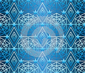 Hexagon star many line blue seamless pattern