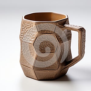 Hexagon Taupe-colored 3d Printed Mug With Furry Finish