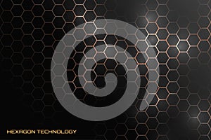 Hexagon technology black and gold luxury honeycomb abstract background