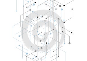 Hexagon technology connect in modern style on white background. Internet connection network high digital technology