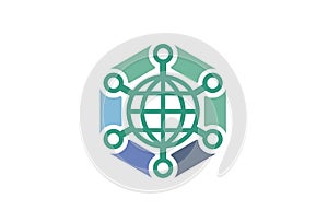 Hexagon Technology Shape Connection Logo