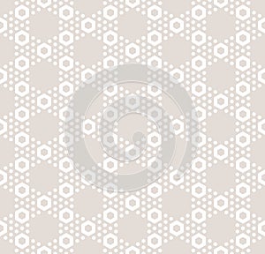 Hexagon texture, vector seamless pattern in pastel colors, beige