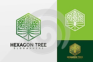 Hexagon Tree Leaf business logo vector, Brand Identity Logos design, modern logo, Logo Designs Vector Illustration Template