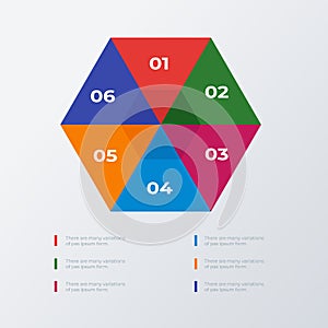 Hexagon Visualized Numbers infographic template design. Business concept infograph with 6 options, steps or processes. Vector